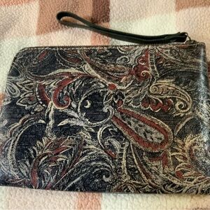 Patricia Nash Elegant Feather Paisley wristlet/Pouch/Clutch